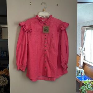 Ivy Jane Pink Lucy Ruffle Sleeve Shirt.  Sz XS